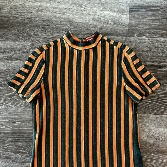 STAUD Striped Green and Tan Midi Dress - Picture 6 of 16